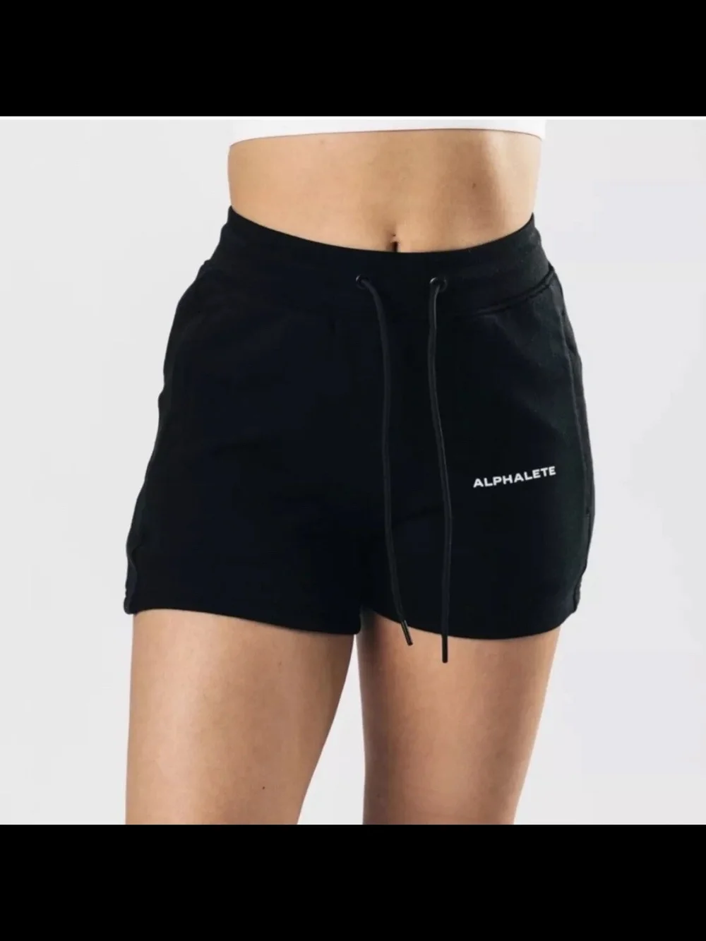 NEW Alphalete Sweat Pant Black Drawstring Performance Shorts Small